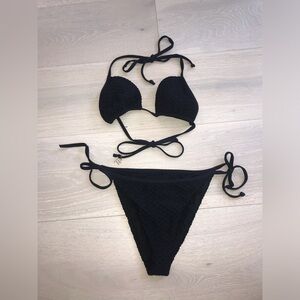Fisico black honeycomb string Bikini set sz small
